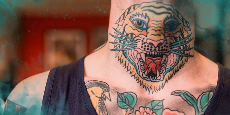 neck tattoo of tiger