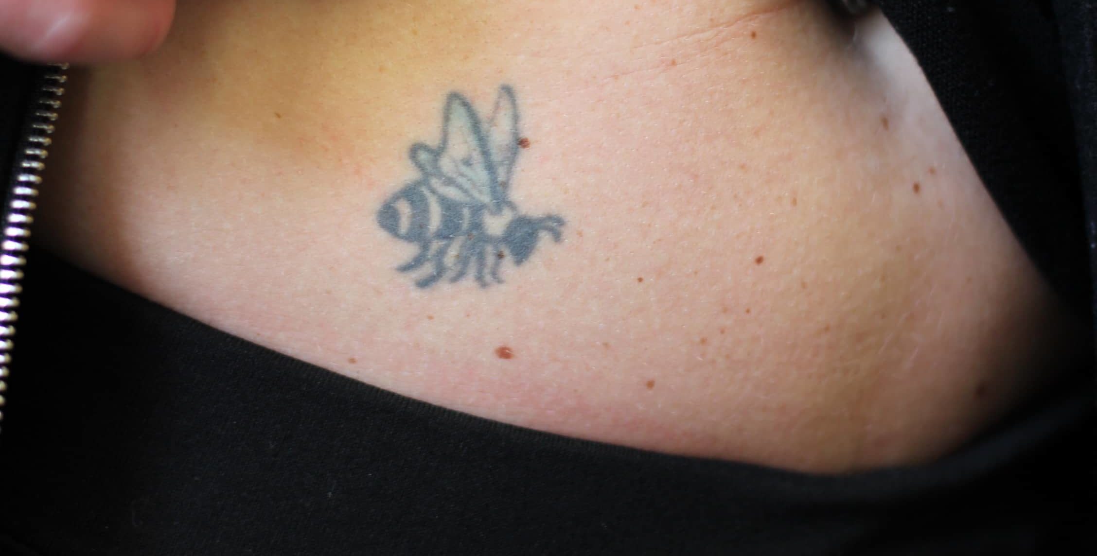Black Bee Tattoo on Hip