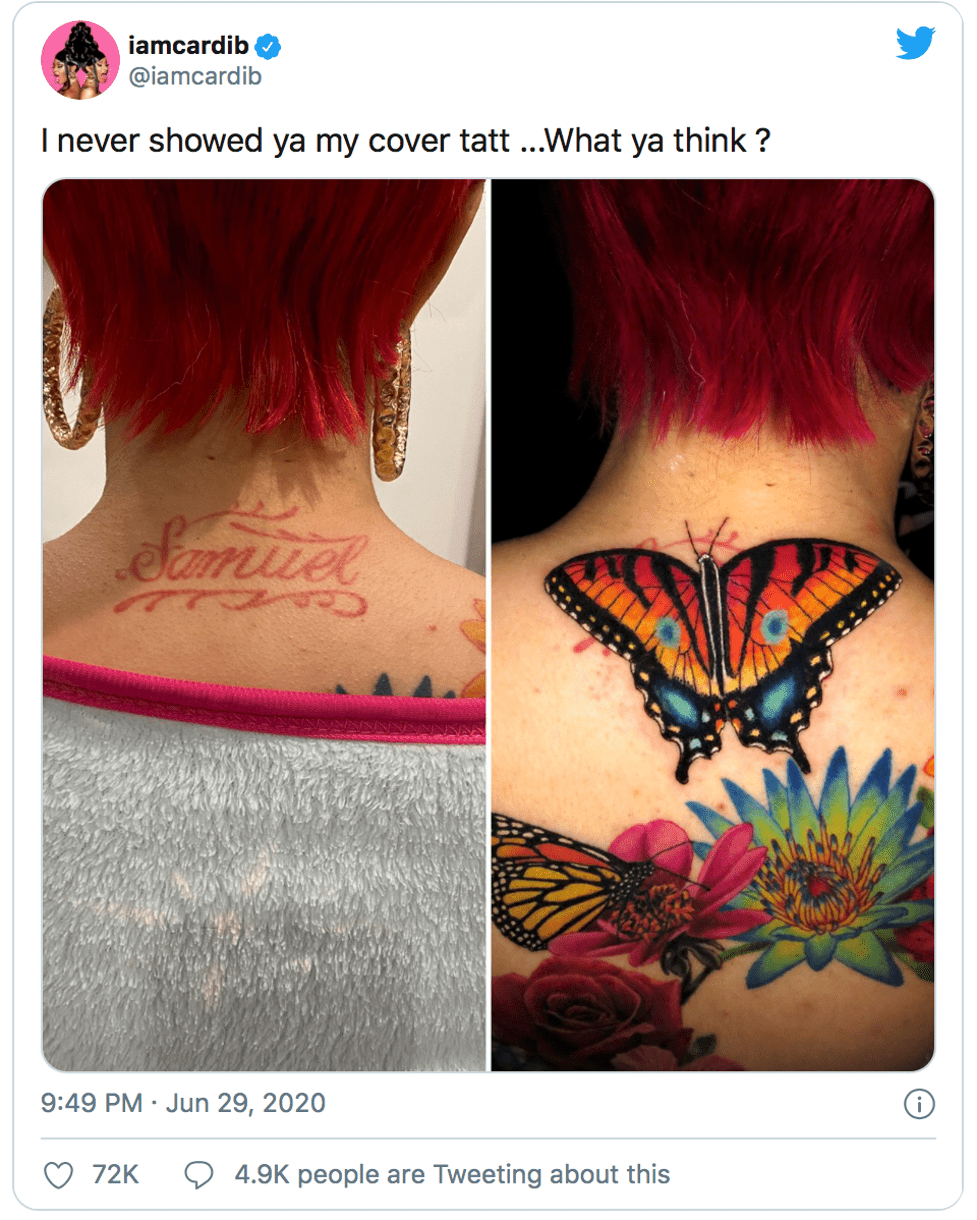 15 Clever Ex Name Tattoo Cover Up Ideas | Removery